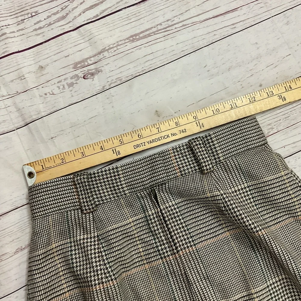 Vintage 4 Petite JH Collectibles Tan Plaid Midi Pencil Skirt USA Womens Union‎